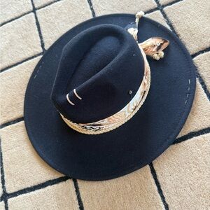 Stylish Black Fedora Hat with Decorative Band